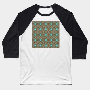 Turquoise and Gold gemmed Kaleidoscope pattern 8 Baseball T-Shirt